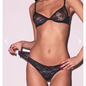 Fleur du Mal Black Le Stretch Lace Demi Bra